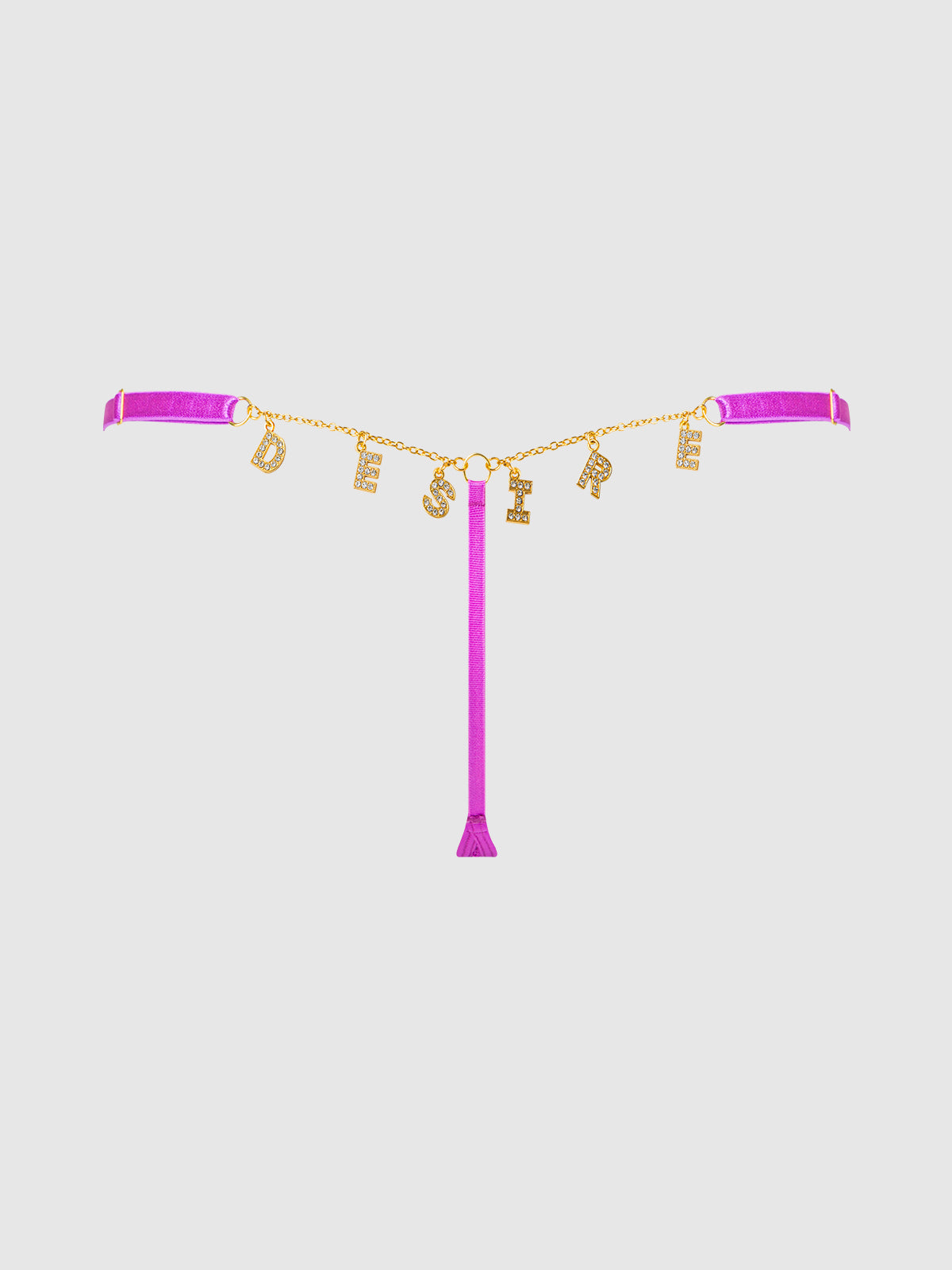 House of Desire Reanna Lace & Chain DESIRE Charm G-String Panty Pink