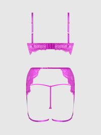 House of Desire Reanna Lace & Chain Garter Bra Set Pink