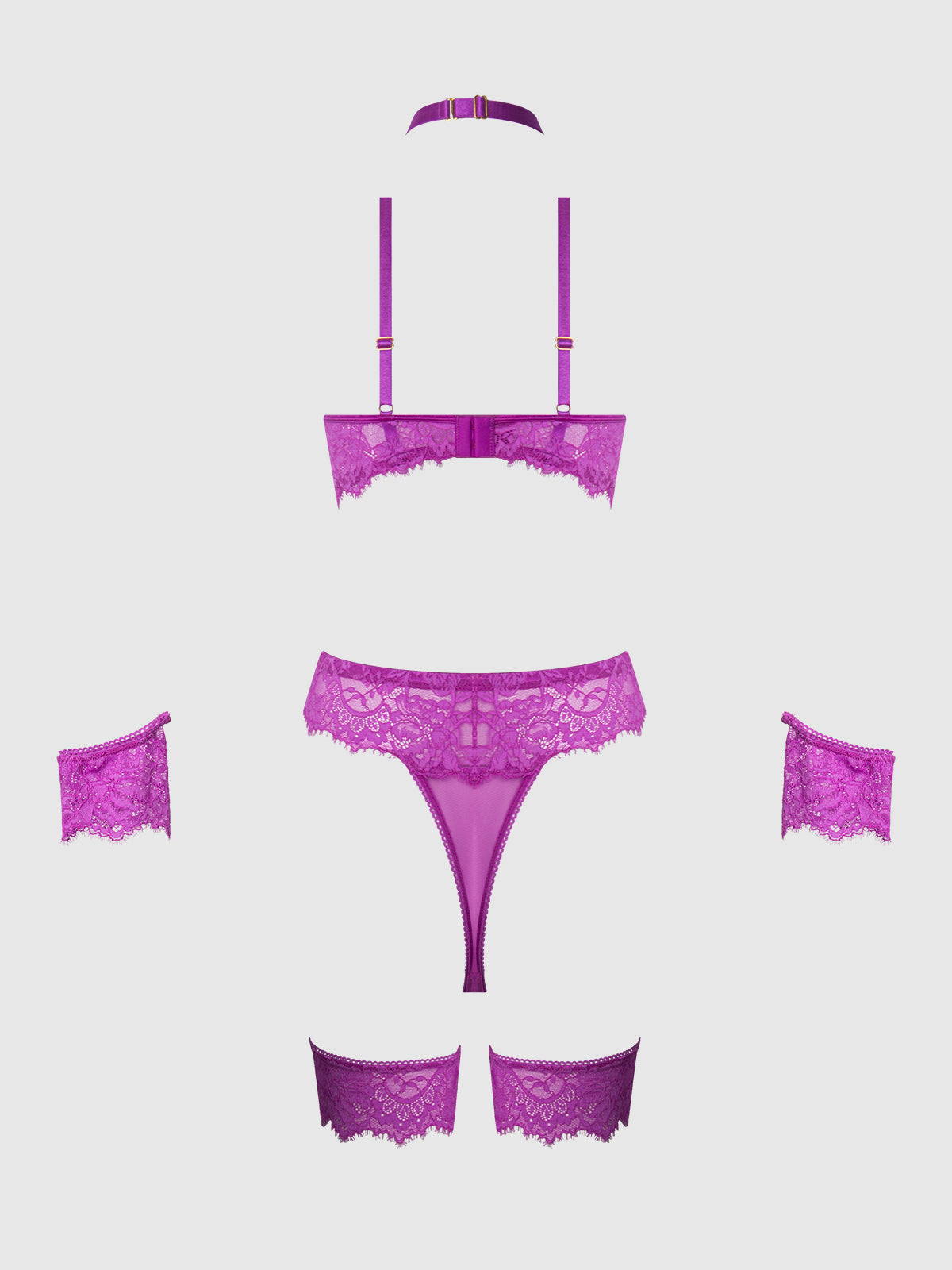 House of Desire Reanna Lace & Chain Handcuff Teddy Pink