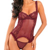 Rene Rofe Grand Finale 2pc Ruffle Teddy Burgundy