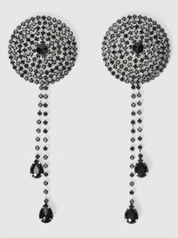 House of Desire Rhinestone Cone & Dangle Nipple Covers Burlesque Black