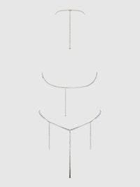 House of Desire Rhinestone Dangle Fringe Teddy Silver