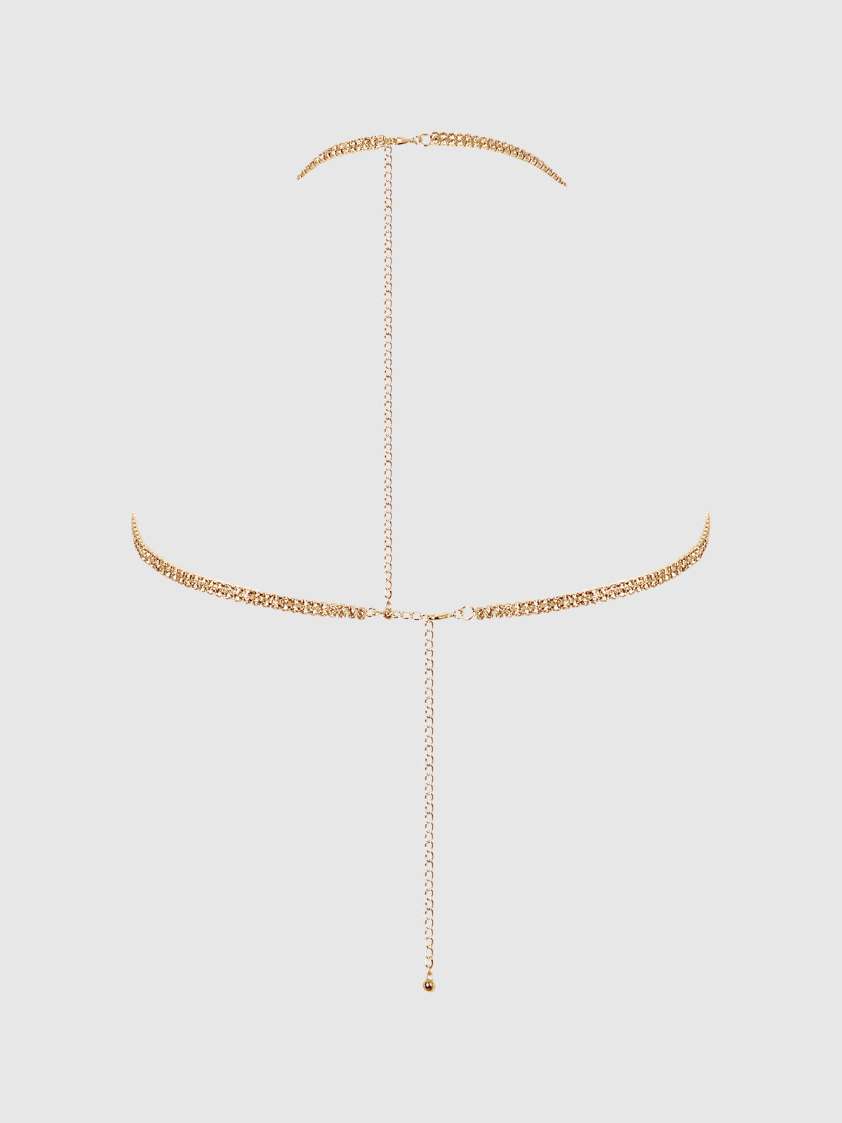 Rhinestone Dangle V-Neck Bra Gold