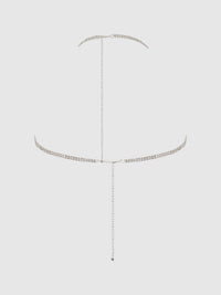 House of Desire Rhinestone Dangle V-Neck Bra Silver