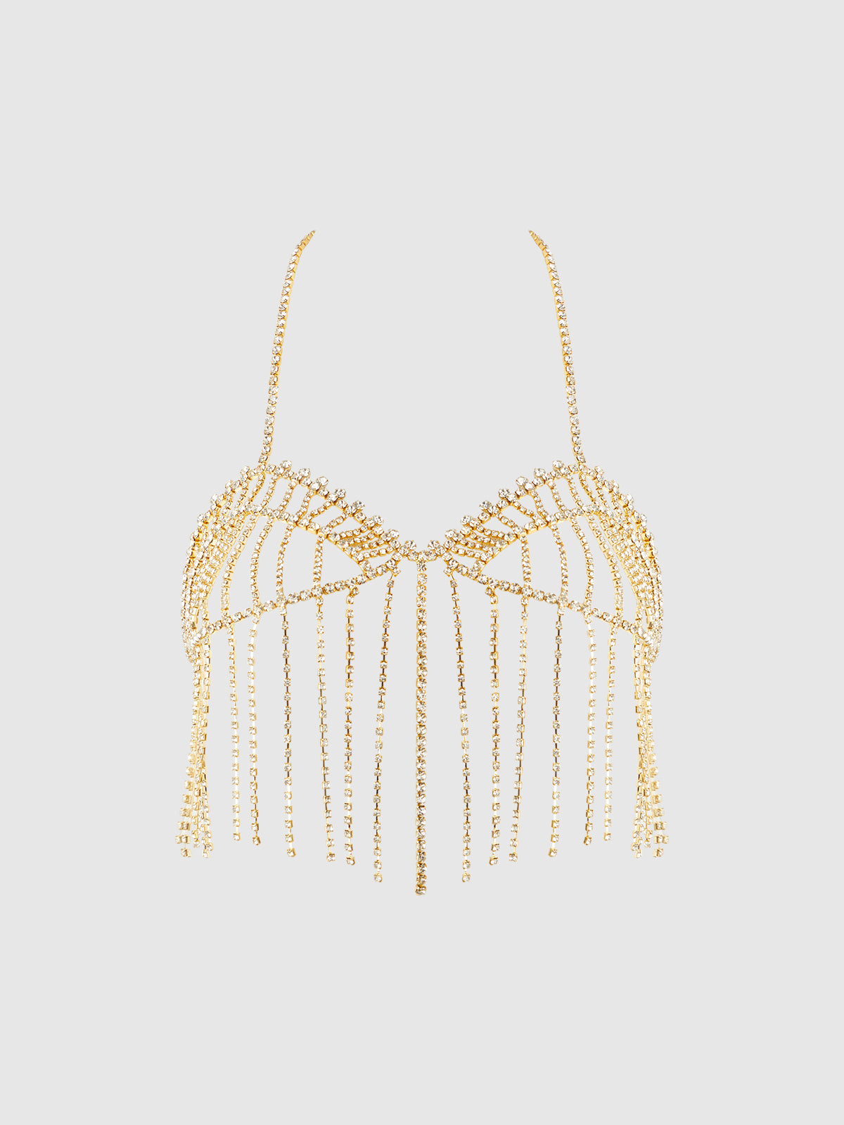 Rhinestone Fringe Cropped Cami Top Gold