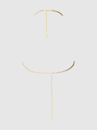 House of Desire Rhinestone Fringe Cropped Cami Top Gold