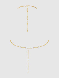 House of Desire Rhinestone Net Halter with Openable Front Gold