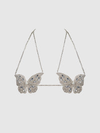 House of Desire Rhinestone & Pearl Butterfly Bralette Silver