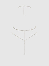 House of Desire Rhinestone Plunge Cami Silver