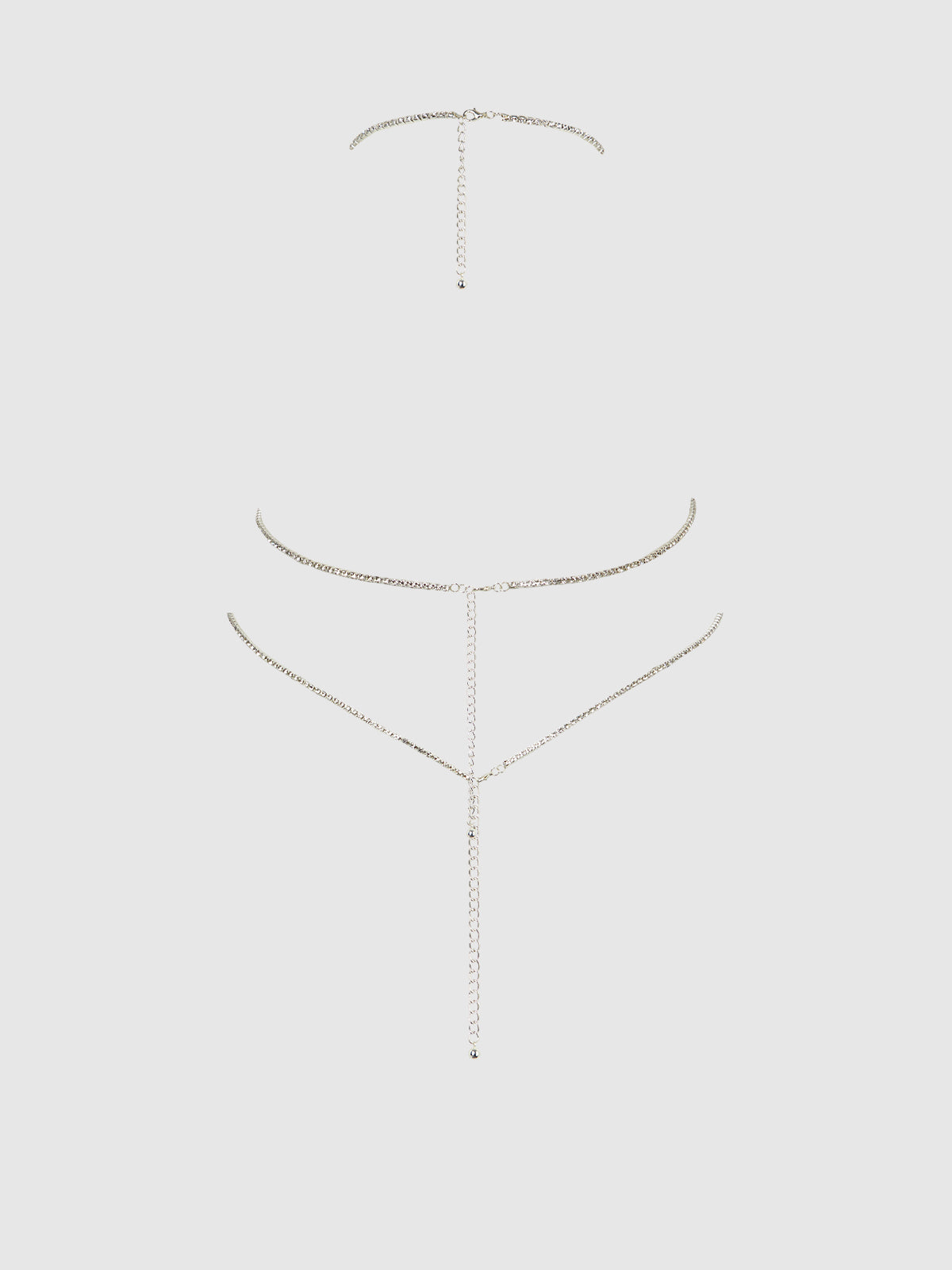 House of Desire Rhinestone Plunge Cami Silver