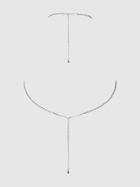 House of Desire Rhinestone X-Crossed Bustier Silver