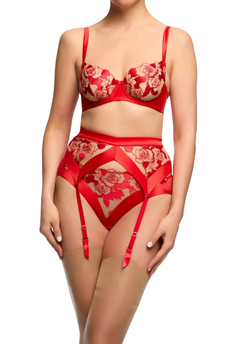 Dita Von Teese Rosabelle Satin Suspender Belt Flame