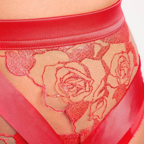 Dita Von Teese Rosabelle Satin Suspender Belt Flame