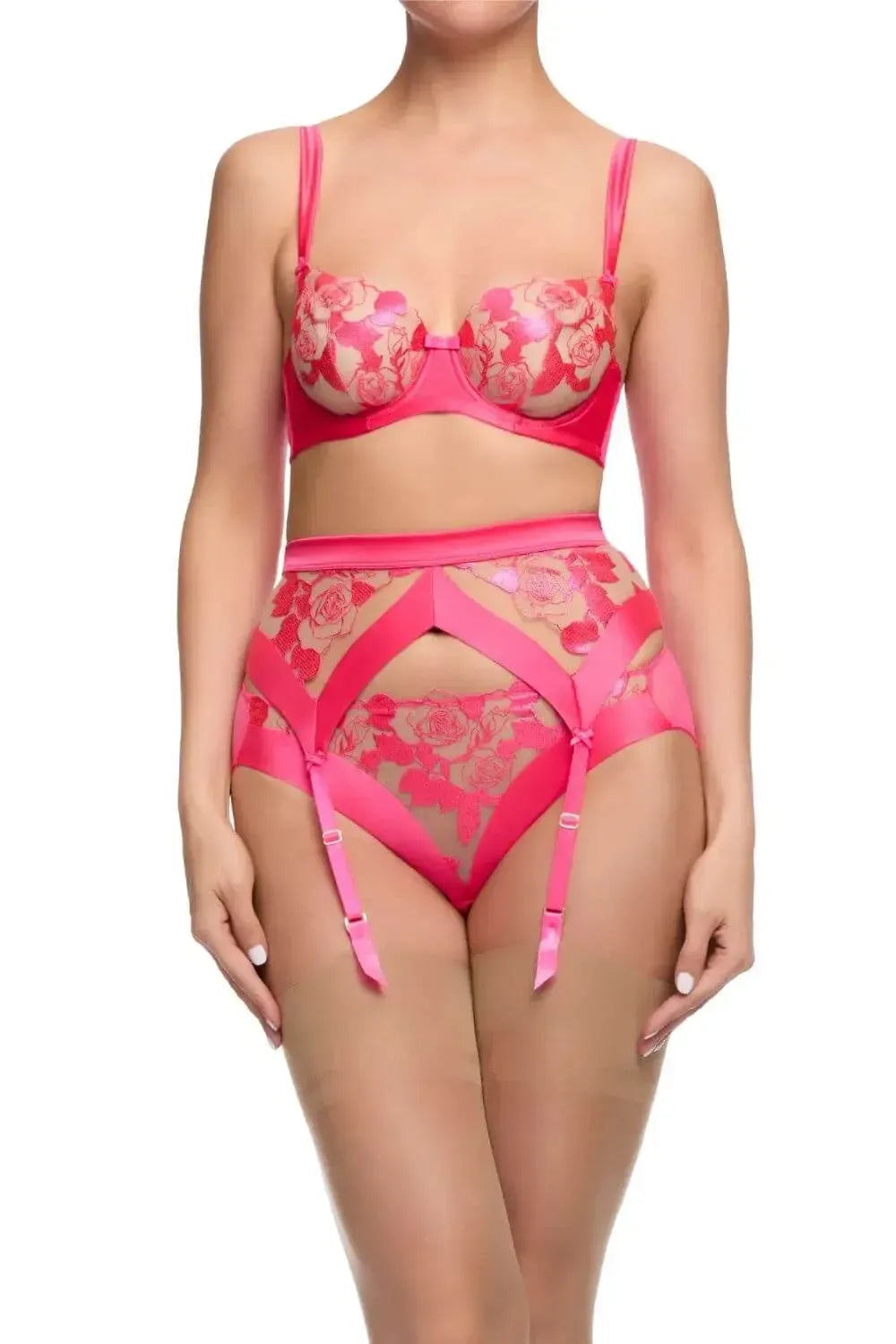Dita Von Teese Rosabelle Satin Suspender Belt Pink Pizazz