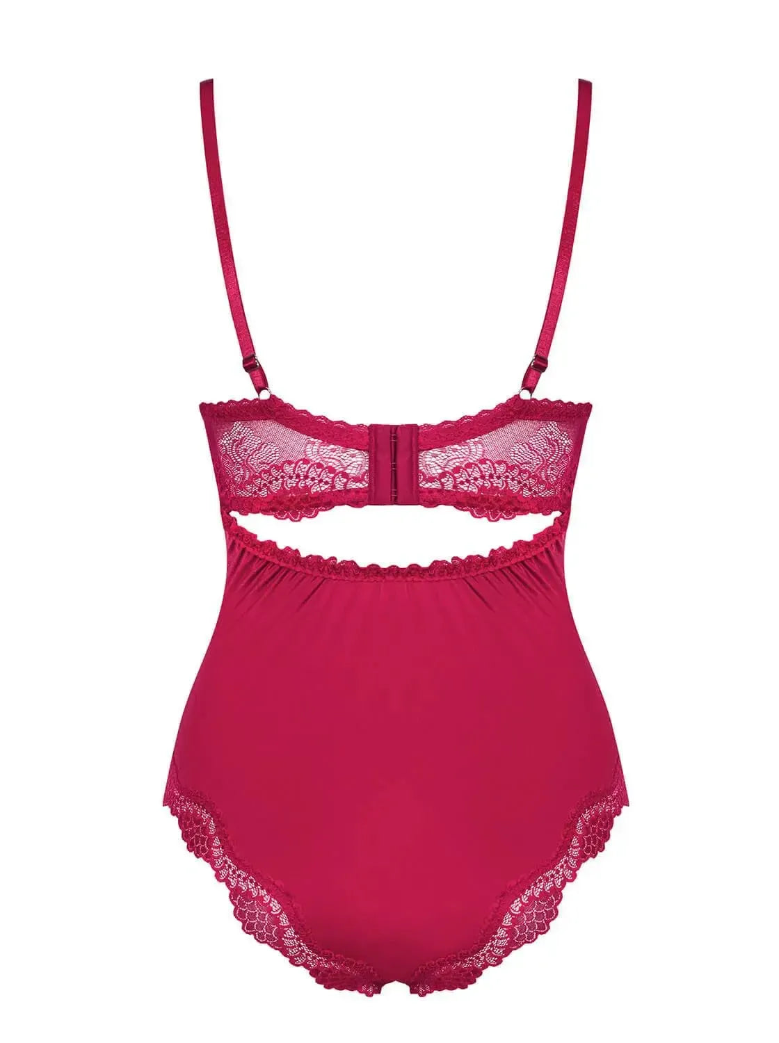 Rosalyne wine teddy with padded bra, adjustable straps, and sexy lace trim.