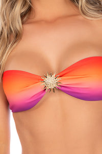 Mapale Rose Dusk Ombre Swimsuit Bandeau Top Thong Bikini Set