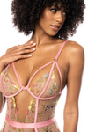Mapale Rose Garden Sydney Delicate Embroidered Lace Bodysuit Peach