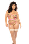Mapale Rose Garden Sydney Delicate Embroidered Lace Bodysuit Peach-Rebel Romance
