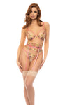 Mapale Rose Garden Winona Delicate Embroidered Lace Gartered Bra Set Peach