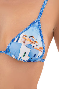 Mapale Santorini Blue Two Piece Swimsuit Triangle Bikini Set with Tassels