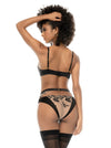 Mapale Kyra Satin Sheer Floral Embroidered Lace Gartered Bra Set Black/Nude