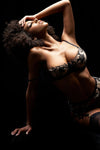 Mapale Kyra Satin Sheer Floral Embroidered Lace Gartered Bra Set Black/Nude