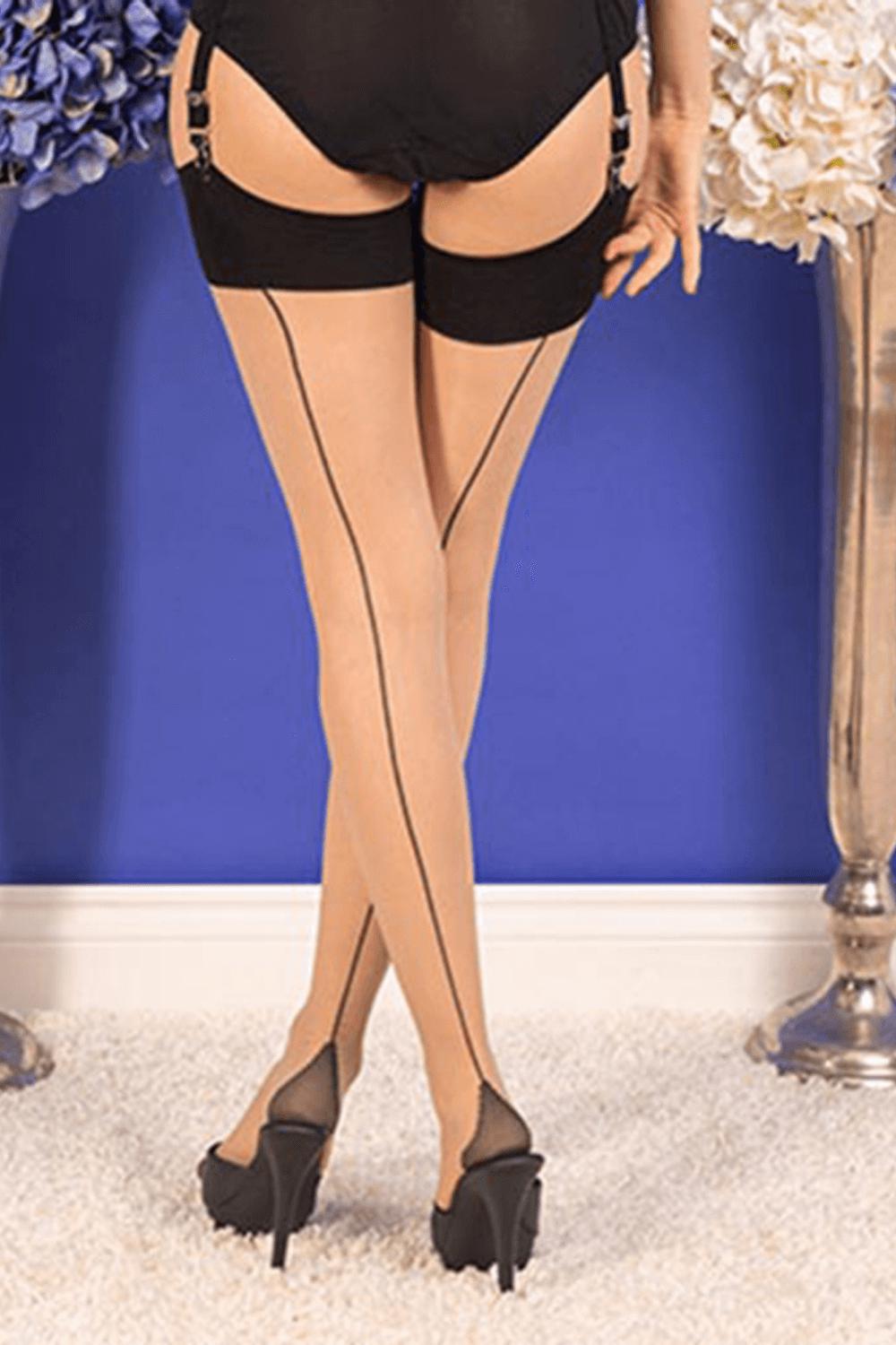 Sheer Contrast Black Glamour Seamed Stockings-What Katie Did-Rebel Romance