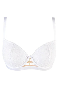 Axami Sheer Embroidery Unlined Bra White Angel