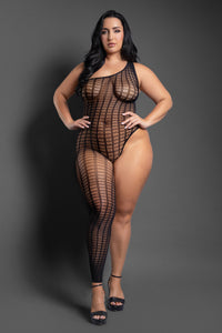 Fantasy Lingerie Sheer Killin' It Asymmetrical Footless Bodystocking
