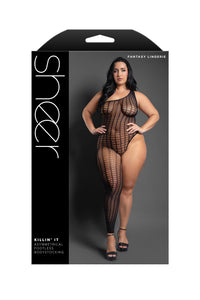 Fantasy Lingerie Sheer Killin' It Asymmetrical Footless Bodystocking