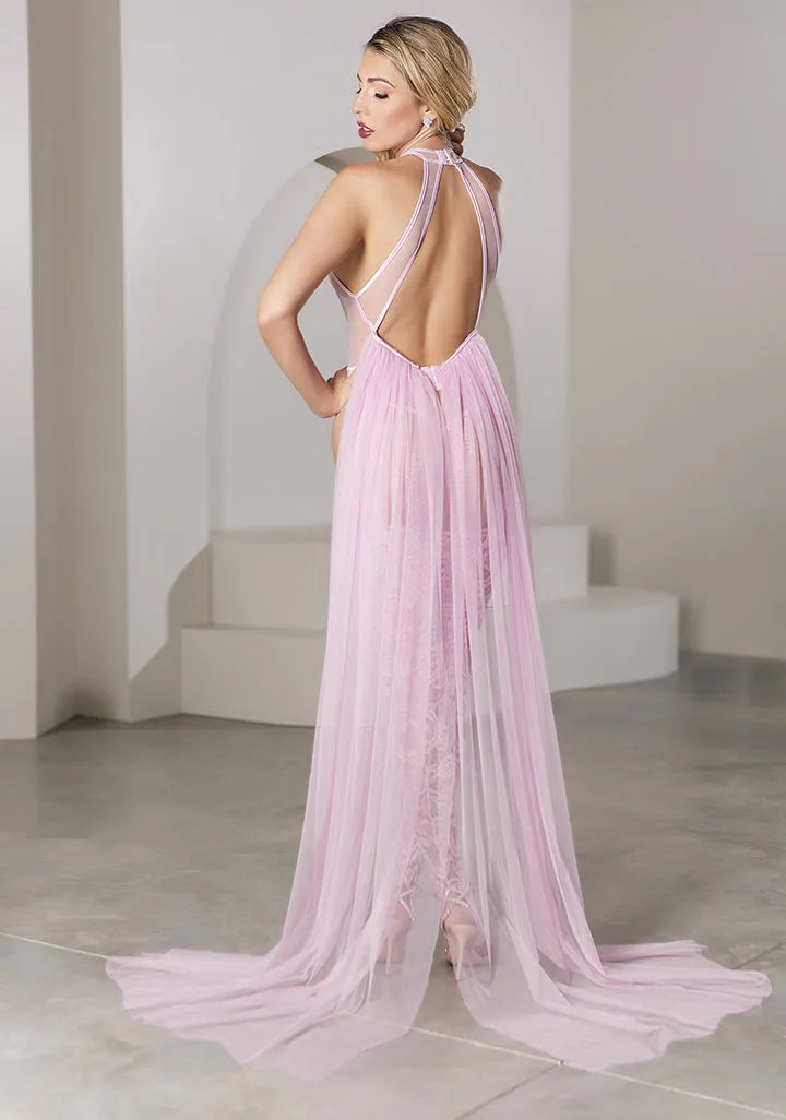 Allure Sheer Private Dancer Teddy & Skirt Pink-Rebel Romance