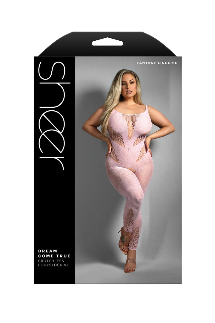 Sheer Queen Dream Come True Crotchless Bodystocking Baby Pink-Fantasy Lingerie-Rebel Romance
