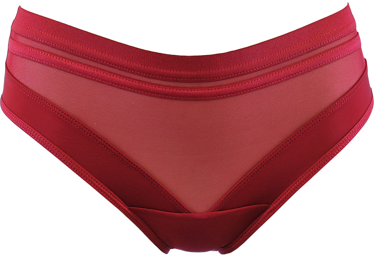 Sheer Stripe Bikini Brief Deep Burgundy