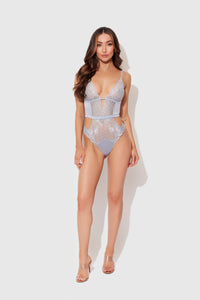 House of Desire Sienna Satin & Lace Wireless Teddy
