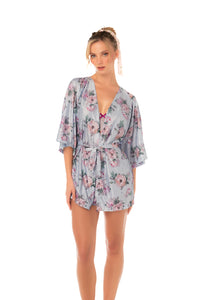 Silver Bloom Printed Short Robe - Mapale
