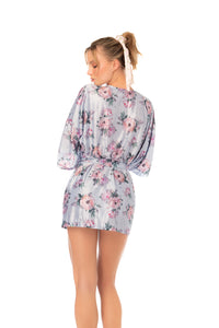 Silver Bloom Printed Short Robe - Mapale