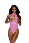 Naughty Lace Peekaboo Crotchless Teddy Hot Pink