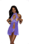 Naughty Lace Peekaboo Flyaway Babydoll Purple