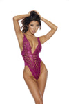 Deep Plunge Shiny Stretch Lace Teddy Berry