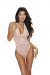 Whimsical Floral Lace Teddy Peach