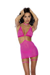 Pretty Woman Retro Mesh Chain Chemise Neon Pink