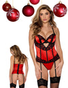 Shirley of Hollywood Luxurious Stretch Spandex and Lace Garter Corset Red