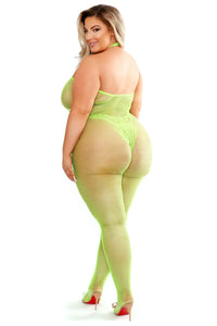 Fantasy Lingerie Glow Black Light Moonbeam Bodystocking Neon Green