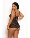 Seven 'til Midnight Pink Floral Lace and Mesh Underwire Flyaway Babydoll