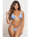 Seven 'til Midnight Lace Rhinestone Chained Bralette Bra Set Periwinkle Blue
