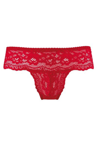 Axami Strawberry Lace Cheekini Bikini: alluring red lace Brazilian thong with a perfect cut.