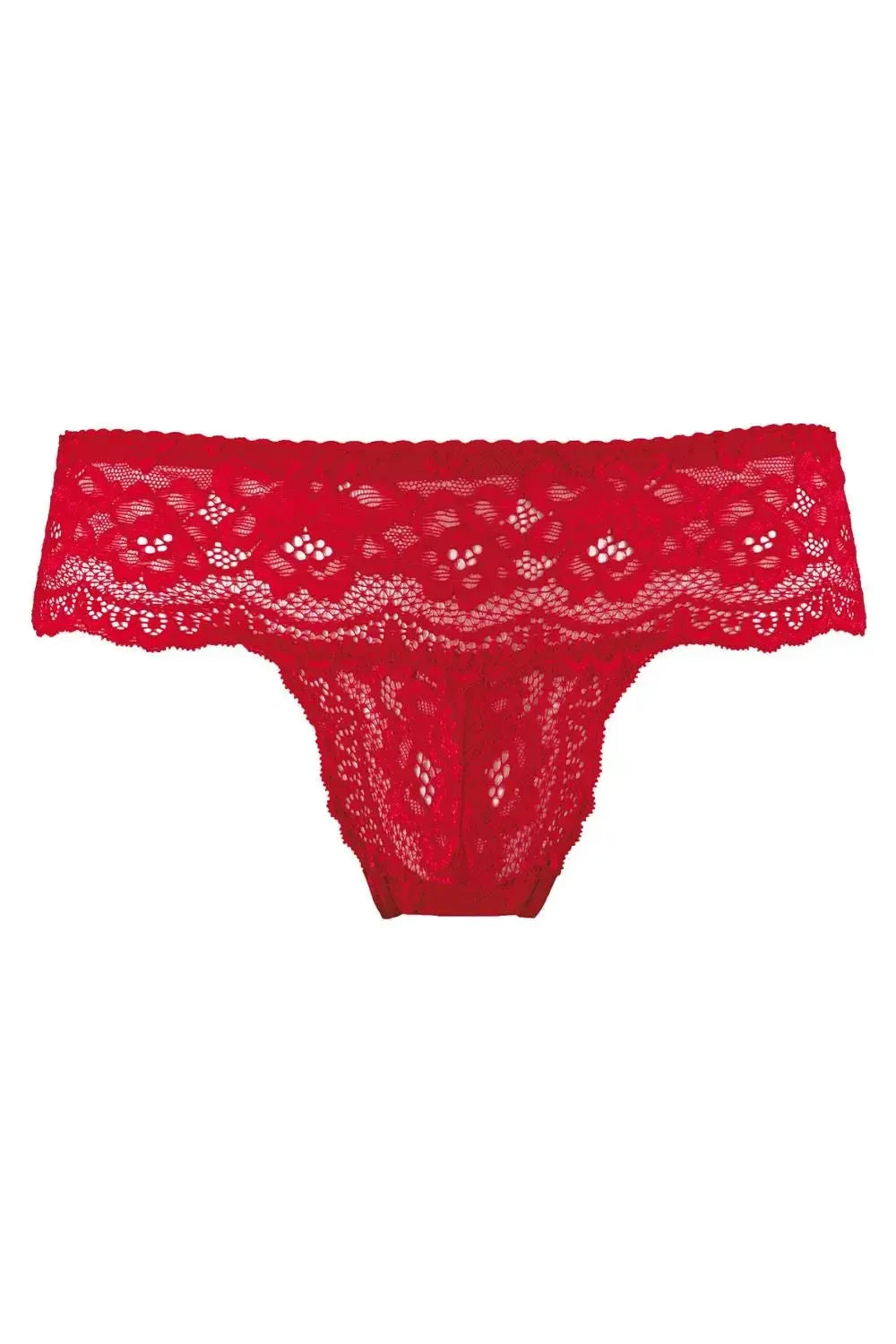Axami Strawberry Lace Cheekini Bikini: alluring red lace Brazilian thong with a perfect cut.