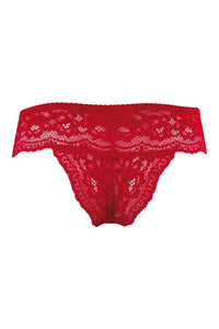 Axami Strawberry Lace Cheekini Bikini: alluring red lace Brazilian thong with a perfect cut.