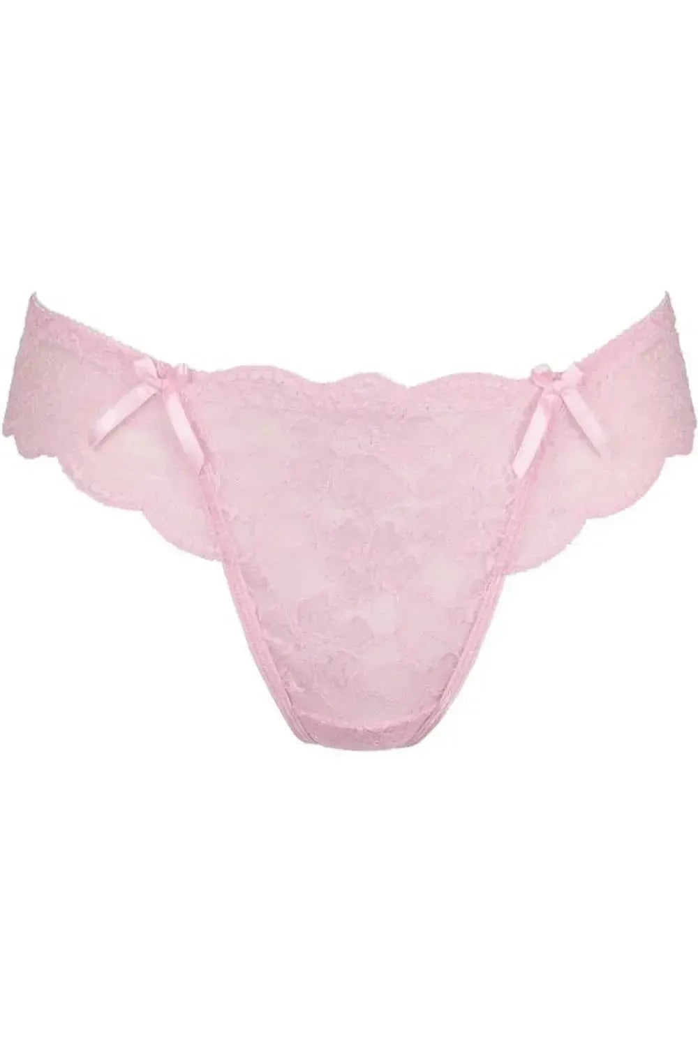 Axami Strawberry Shortcake Lace Thong: gorgeous pink lace panty with delicate bows, scalloped edges, and comfortable design.