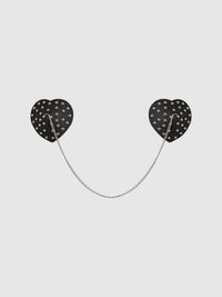 House of Desire Studded & Chain Draped Leather-Like Heart Pasties